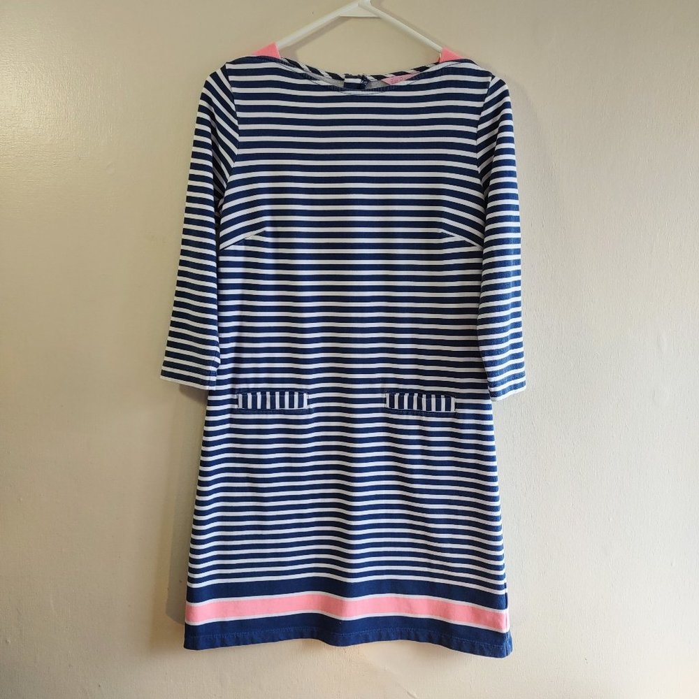 Lilly Pulitzer Charlene Knit Shift Dress Navy Pink Stripe Sz Small  Casual Chic